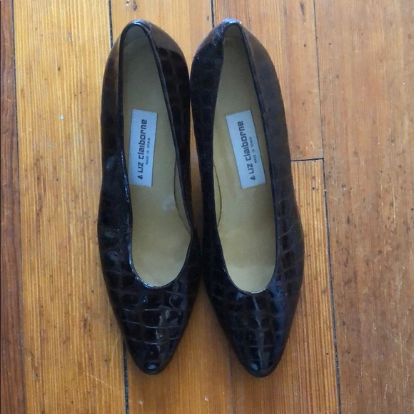 Liz Claiborne pumps heels patent crocodile leather - Picture 3 of 5